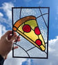 Stained Glass Pizza Slice Window Hanging