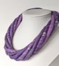The Wrapped Twist: felted cord necklace in shades of purple