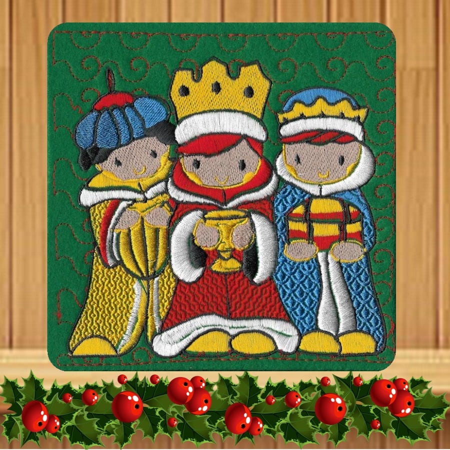 We Three Kings Embroidered Christmas Card
