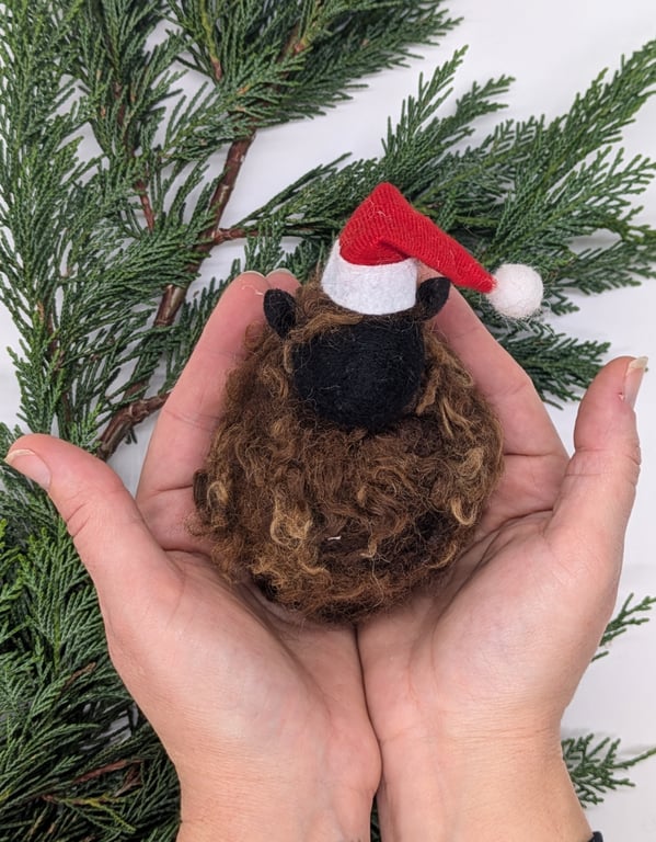 Needle felted sheep Christmas tree decoration