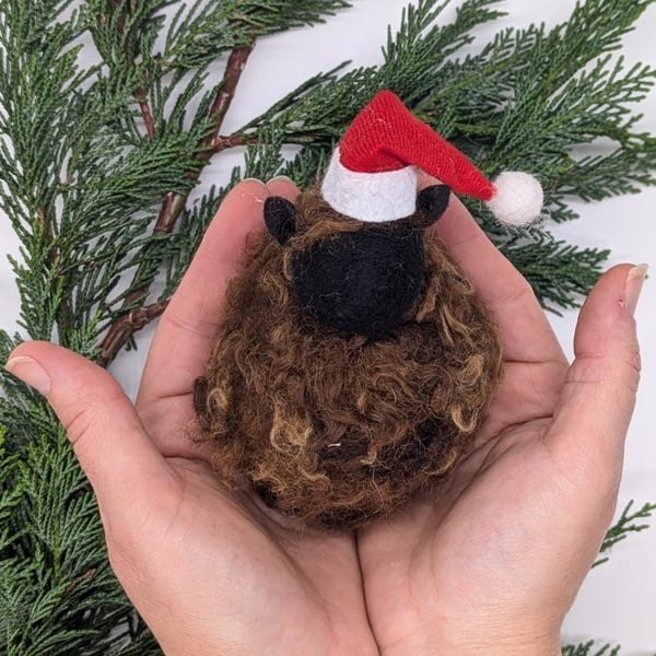 Needle felted sheep Christmas tree decoration
