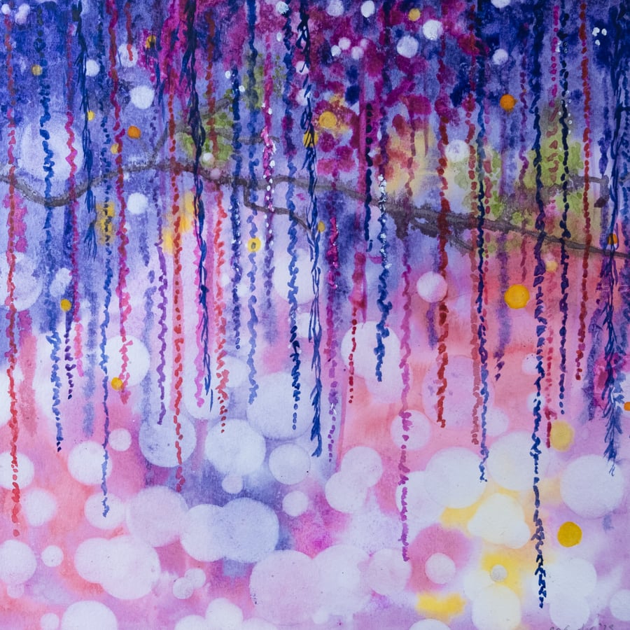 Willow Lights - original abstract watercolour