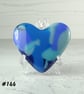 Blue Fused Glass Heart Pocket Hug with Stand, 5x4.5cm, handcrafted (144)