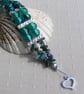 Green Silver-Foil and Teal Chrysocolla Gemstone Beaded Bracelet - Image 3