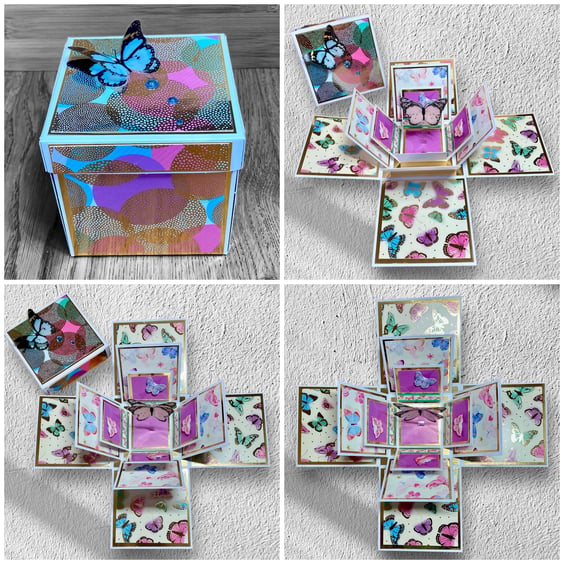 Butterfly Exploding Box. Handmade  3D ‘exploding’ box special occasion keepsake.