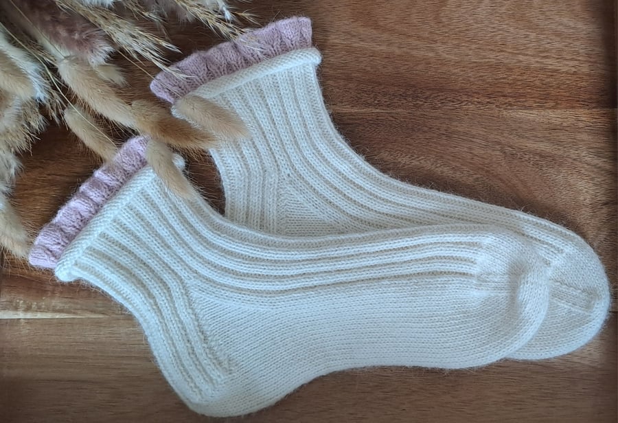 Alpaca Wool Socks,Home slippers,Warm socks for lounging,Women's Handmade Socks