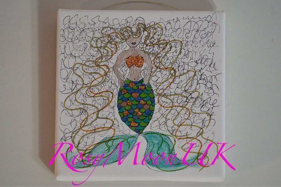 Mermaid Drawing on Canvas