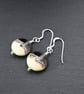 grey and ivory lampwork glass earrings
