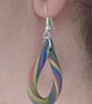 Handmade polymer teardrop multi colour silver plated earrings
