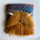 Unframed needlefelted wool Highland Cow picture