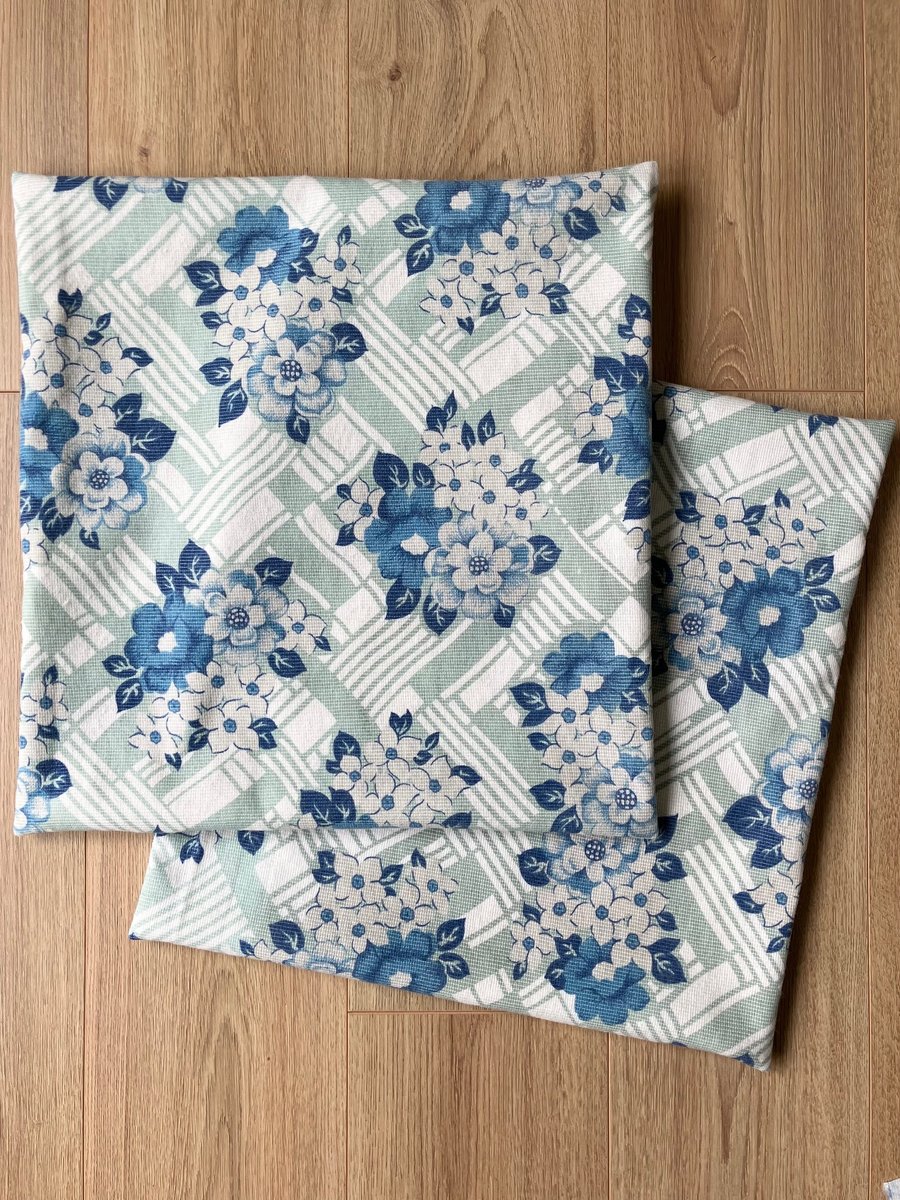 Two 50cm Square Cushion Covers Newly Hand-Made With Vintage Fabric