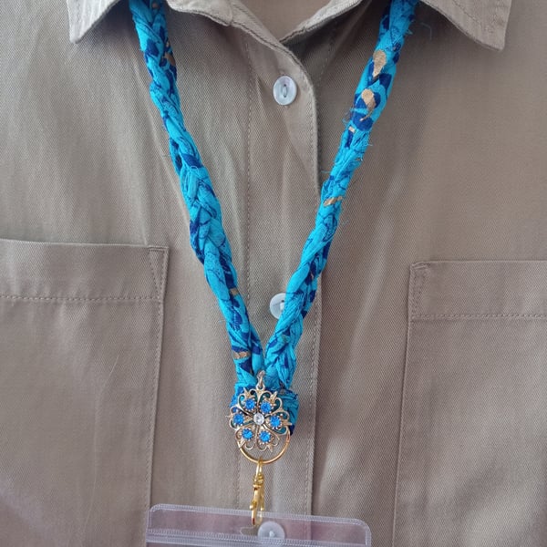 Boho Plaited Embellished Lanyard ID Badge Key Holder Cord Strap