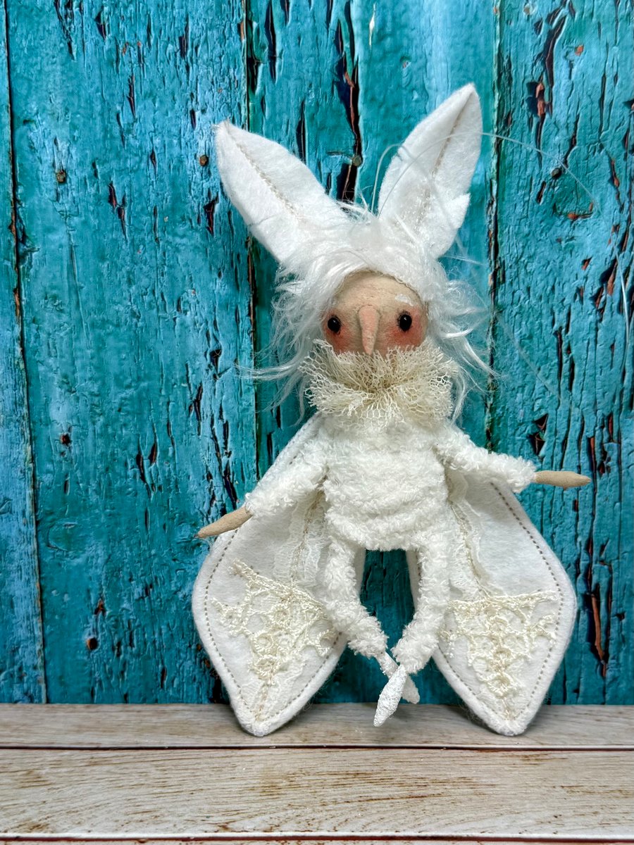 Spun Cotton Winter Moth Art Doll White
