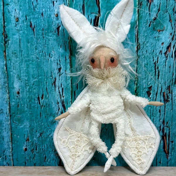 Spun Cotton Winter Moth Art Doll White