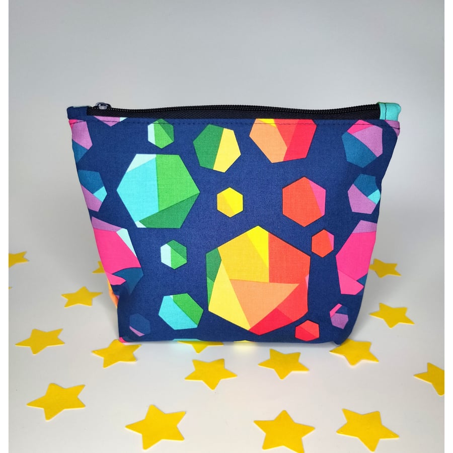Hexagon Rainbow Cosmetic Bag, Zipper Pouch, Pencil Case 