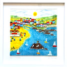 Summer in perranporth , fused glass picture