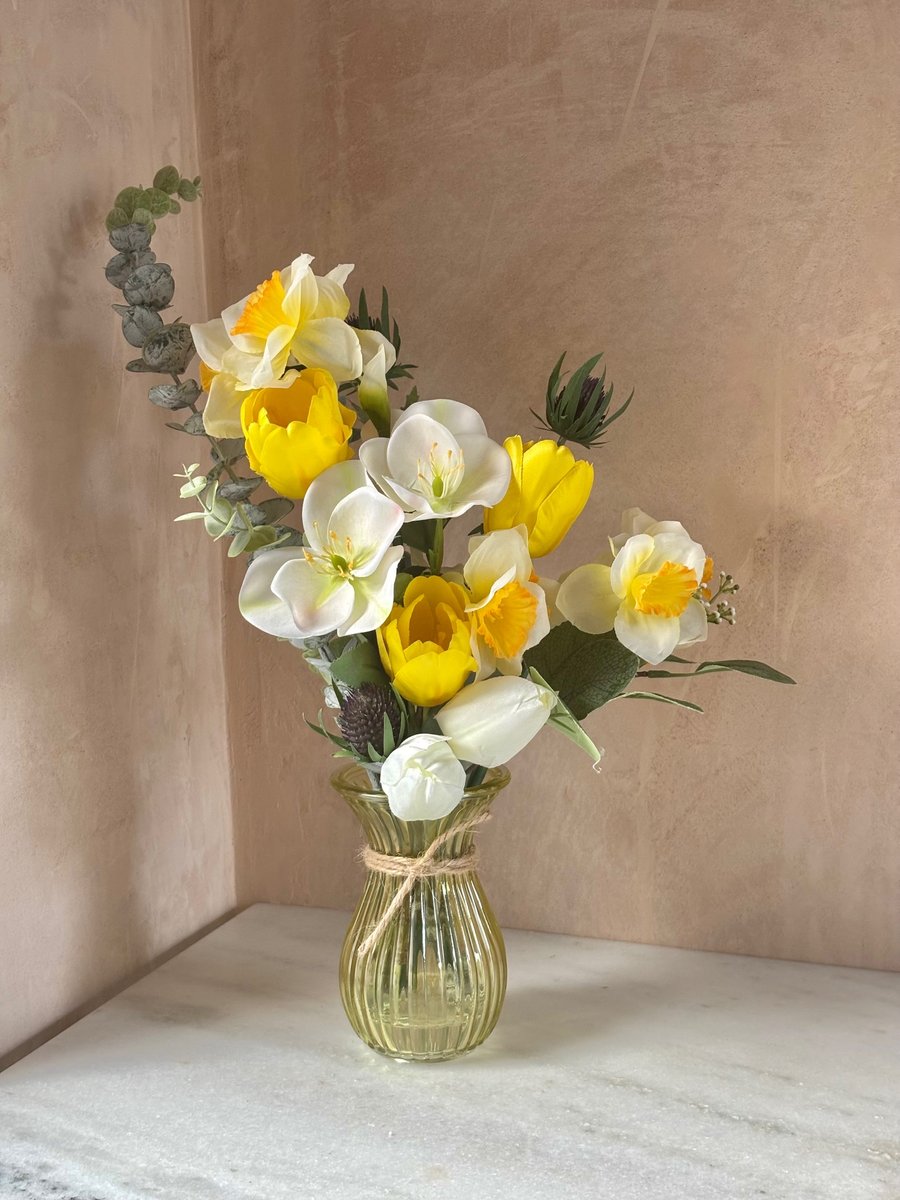 Daffodil & Hellebores forever bouquet in vase