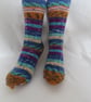 Hand-cranked Knitted Ribbed Wool Socks Size 4 to 5 - Image 1