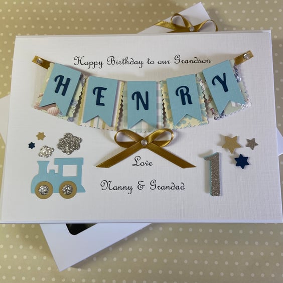 Personalised Handmade Birthday Card 1st 2nd Any Age Son Grandson Boxed Keepsake