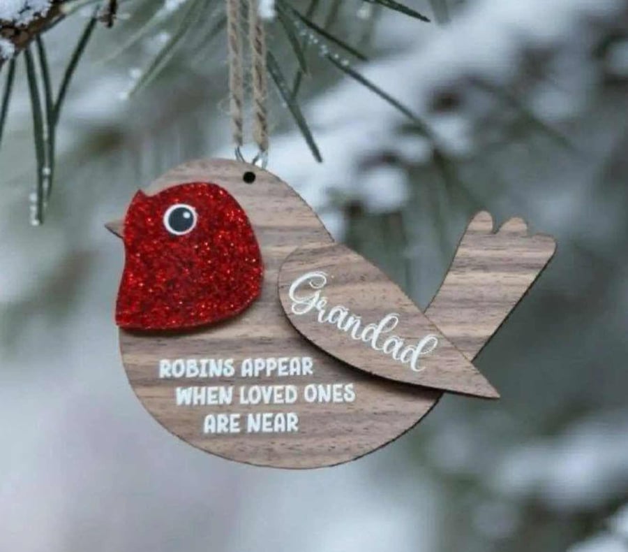 Personalised Robin Christmas Ornament, In Loving Memory, memorial