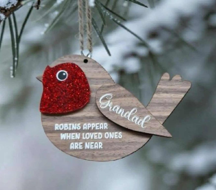 Personalised Robin Christmas Ornament, In Loving Memory, memorial