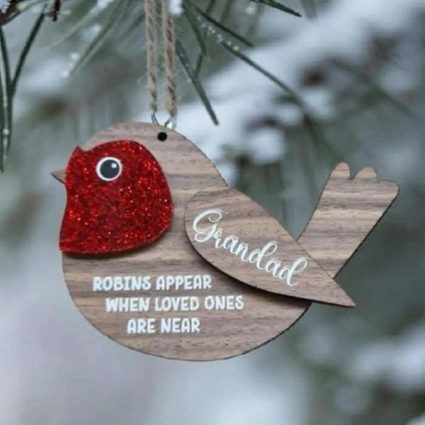 Personalised Robin Christmas Ornament, In Loving Memory, memorial
