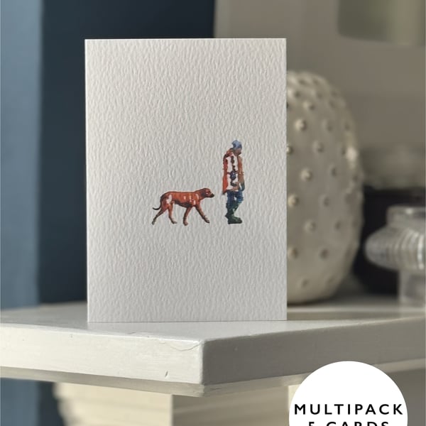 Fathers day card MAN AND HIS DOG birthday for man grandad watercolour 5 pack 