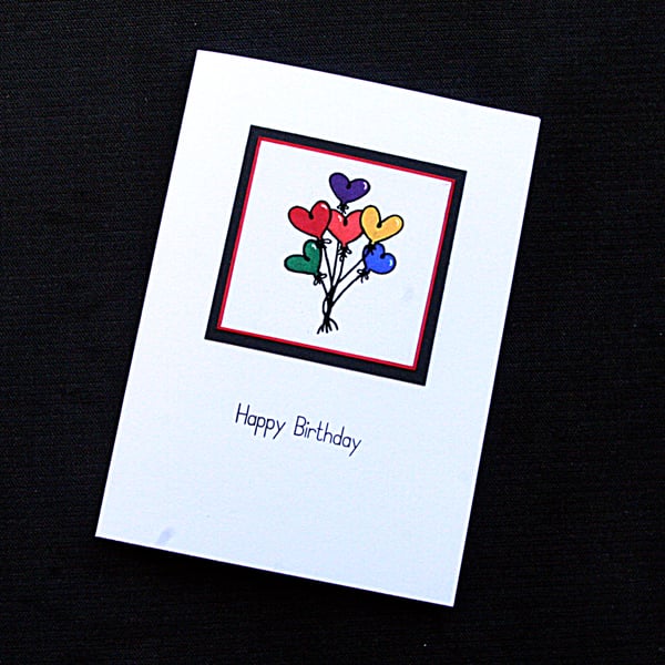 Happy Birthday Balloons - Handcrafted Birthday Card - dr20-0017