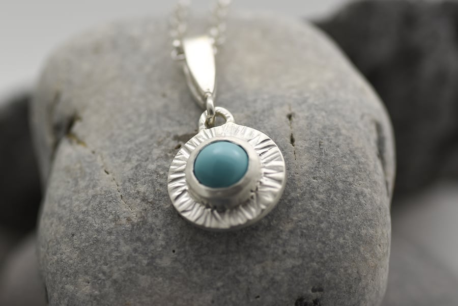 Turquoise and Argentium Silver Necklace