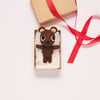 Cute bear hug in a box, postable tiny felt brown bear