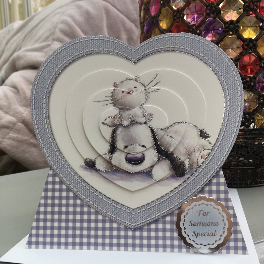 Cat and dog someone special Valentines card