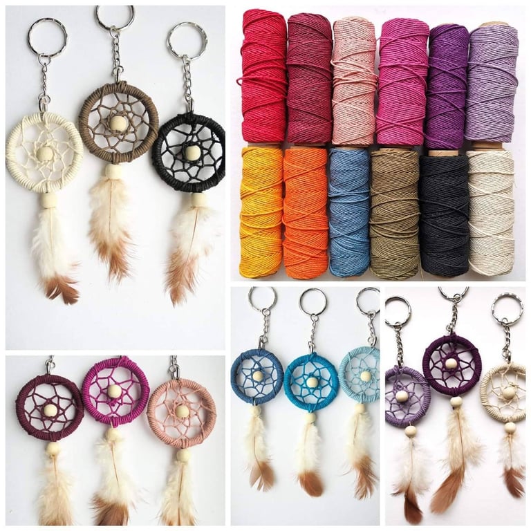  Mini Dream Catcher keyring - Hemp keychain 