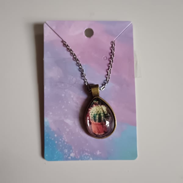 Quirky cacti handmade photography teardrop pendant necklace