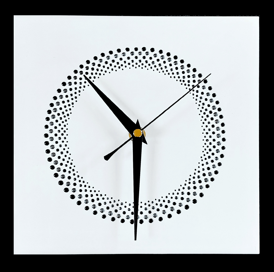 White Hand Painted Square Wall Clock 20cm