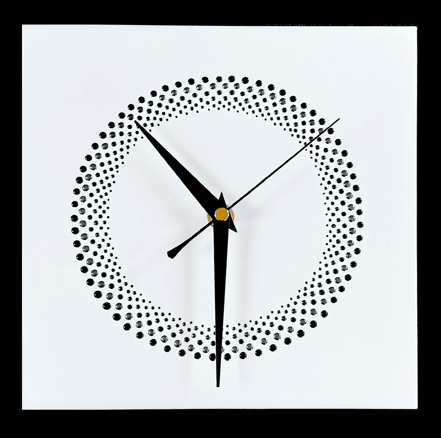 White Hand Painted Square Wall Clock 20cm Folksy