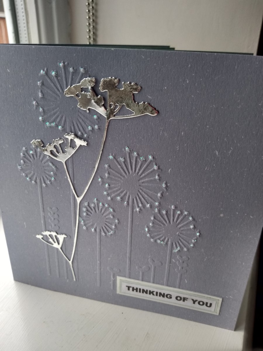 Grey dandelions thinking of you card