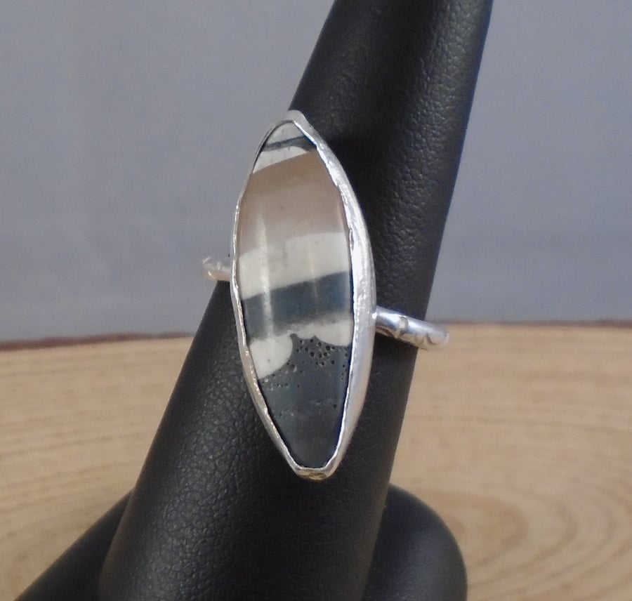 Sterling Silver Boatite Gemstone Adjustable Ring