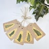 Handmade Christmas Gift Tags, Pack of 5 Hand Painted Pressed Fern