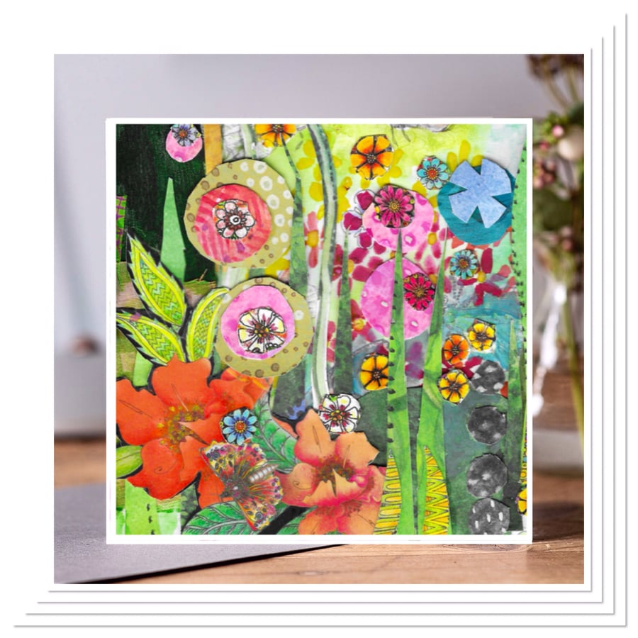 Wildflower collage greeting card