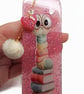 Pink Bookworm Bookmark made with Resin and Inclusions - Image 2