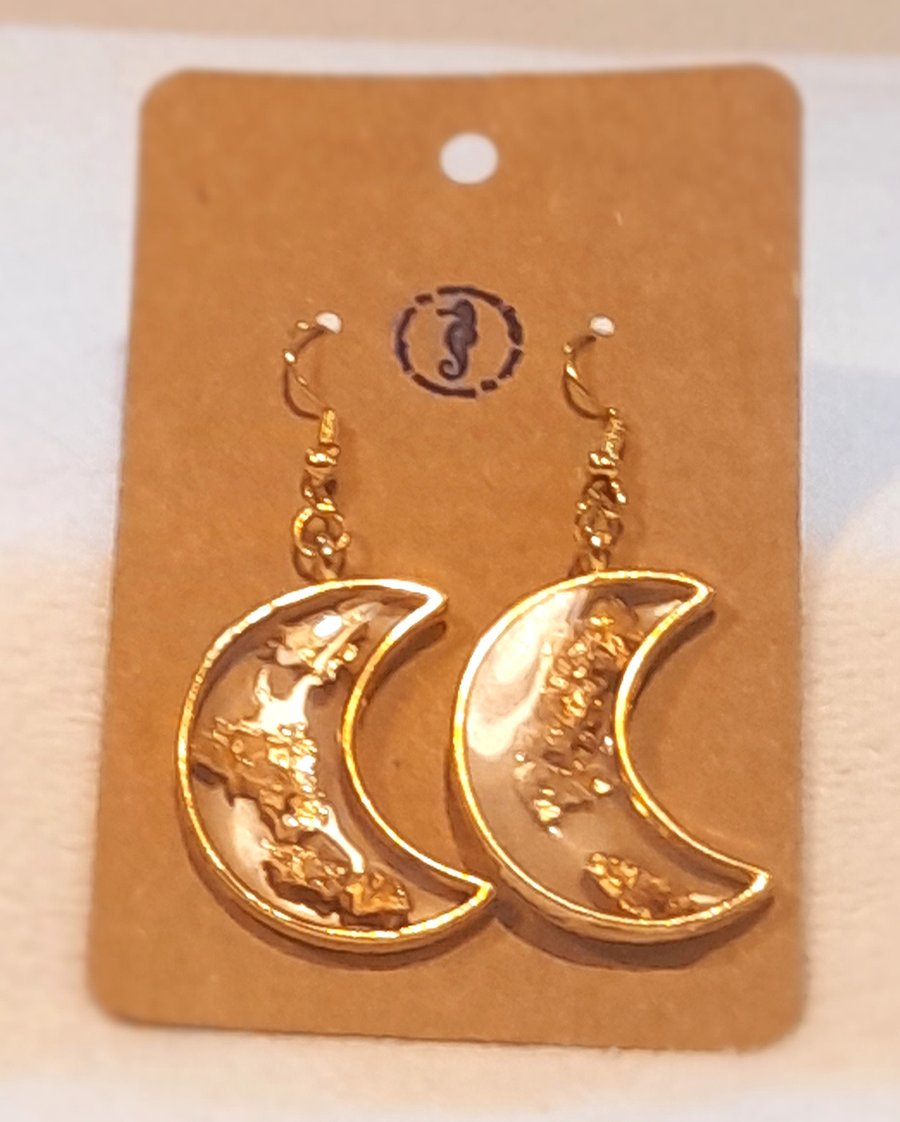 Gold moon earrings