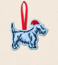 Scottish Terrier Christmas Tree Decoration - Embroidered Scottie Ornament