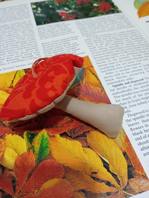 Fabric toadstool, hanging decoration 