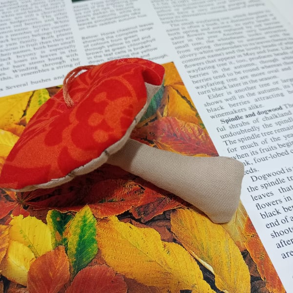 Fabric toadstool, hanging decoration 