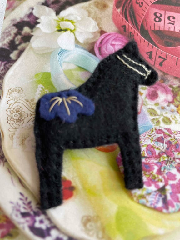 Black Dala Horse brooch Perfectly Imperfect