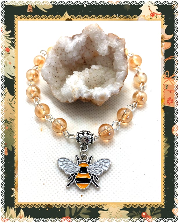  Honey Bee linked beaded bracelet - one of a kind
