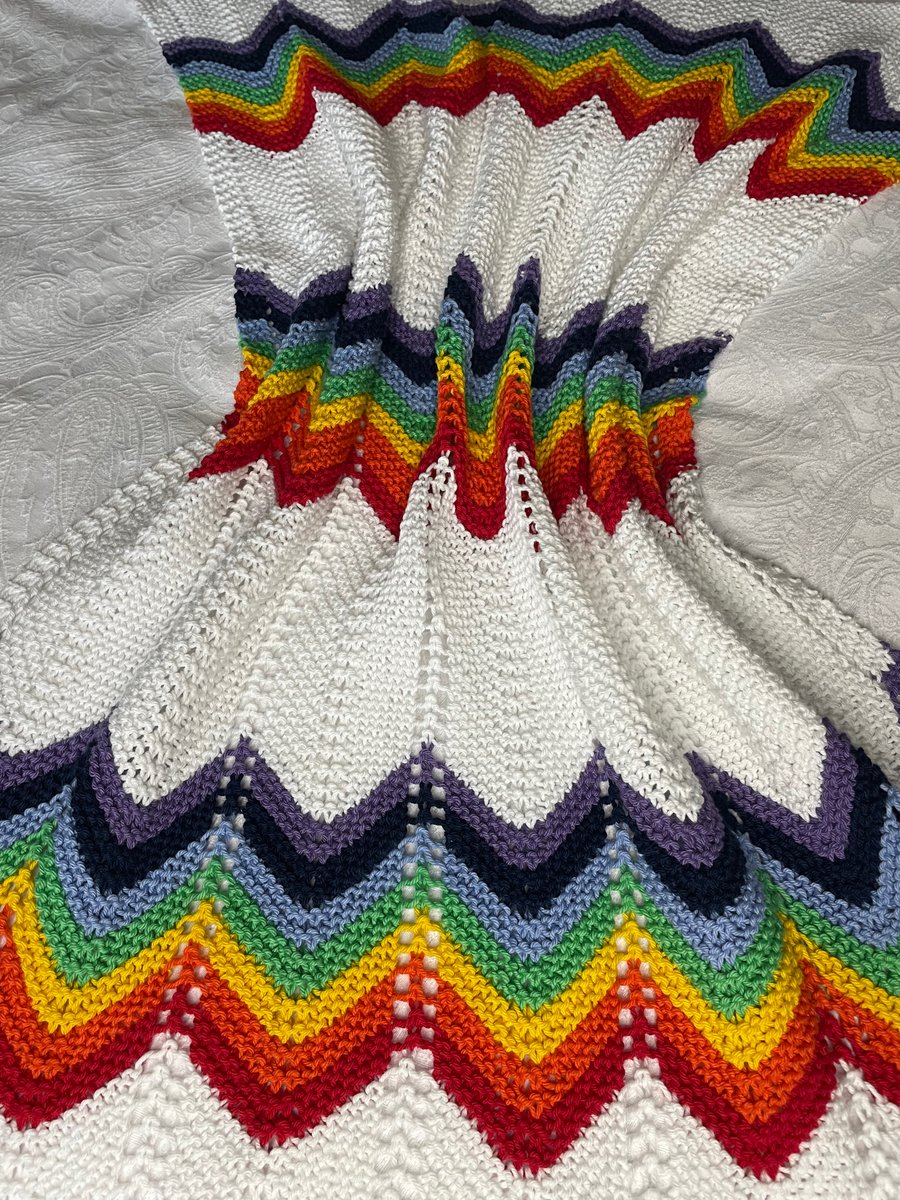 Rainbow striped baby blanket in 100% cotton