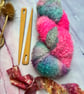 130g Hand Dyed Mohair Angora Boucle Yarn, Neon Pink Yarn Felting Knitting 136 - Image 1