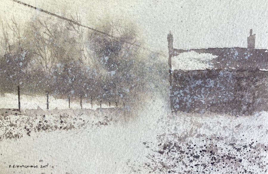 Blizzard in the dales (Pure Original Watercolour FULLY MOUNTED 8” x 6")