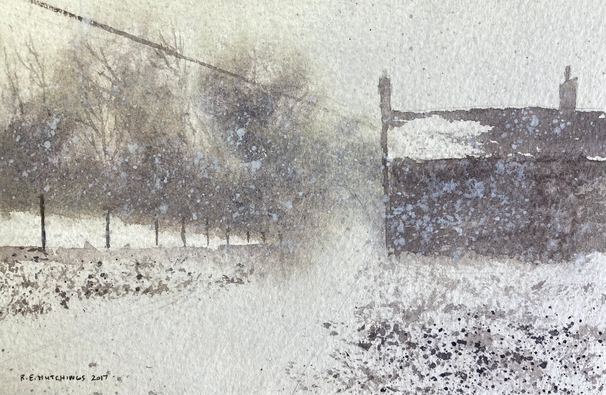 Blizzard in the dales (Pure Original Watercolour FULLY MOUNTED 8” x 6")
